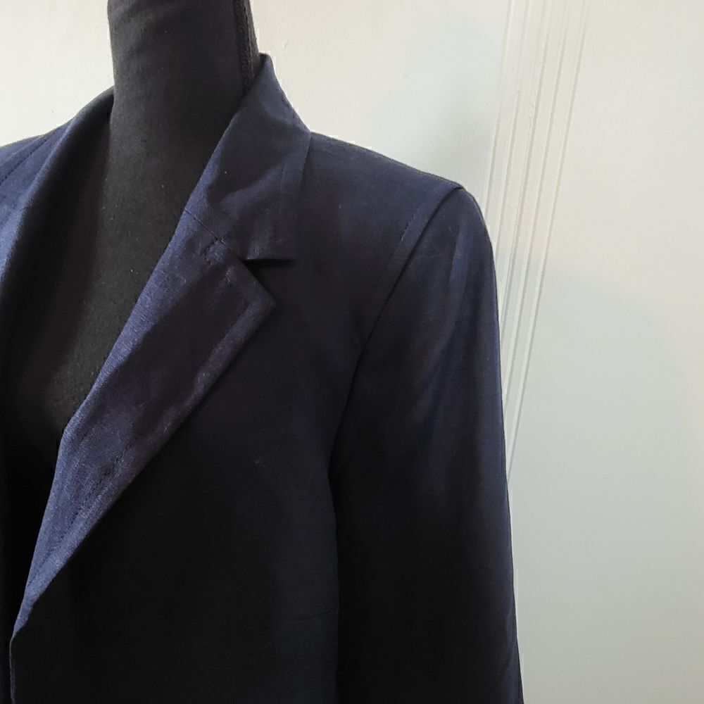 Plus Size Talbots Navy Blue Linen Jacket - Picture 8 of 11
